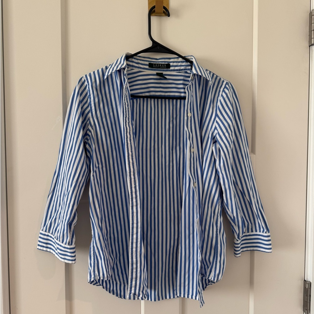 Lauren Ralph Lauren Blue and White Striped Top nautical